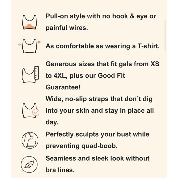 Brand New True Kind Women's Size 4XL Beige Everyday Throw On Bralette - Picture 4 of 7